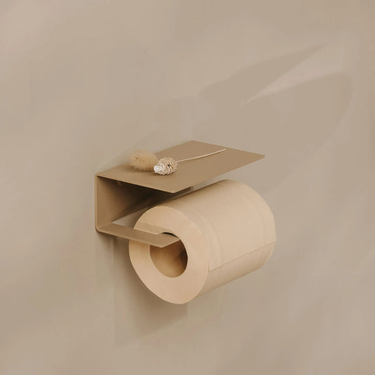 Portarrollos Berno – beige - pequeño - accesorios baño moderno con estante - Kaimok Design