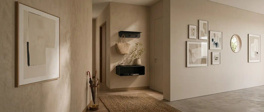 Mesita de pared COMO en metal, estilo Japandi minimalista