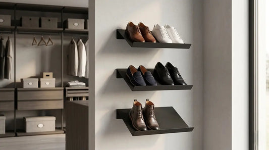 Zapatero de pared Parma instalado en pared, calzado organizado