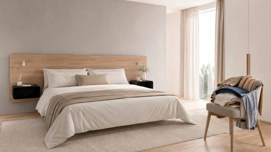 Perchero de pared para dormitorio en madera de nogal, modelo Verona de Kaimok Design