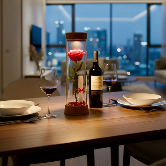 Lampara EOS recargable, version San Valentin, pergamino y rosa - Kaimok Design