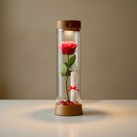 Lampara EOS recargable, version San Valentin, pergamino y rosa - Kaimok Design