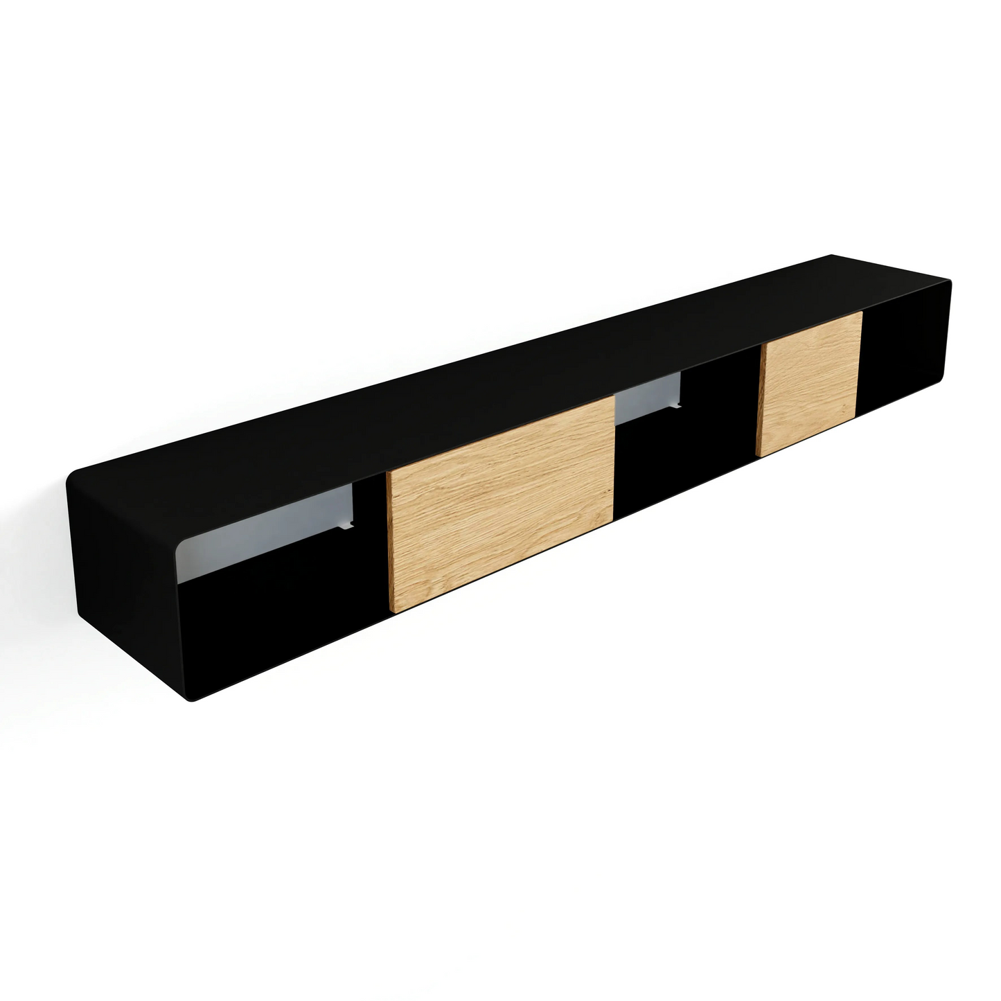 Consola de pared RIVA – mesa de pared en metal negro y madera roble natural -Kaimok Design