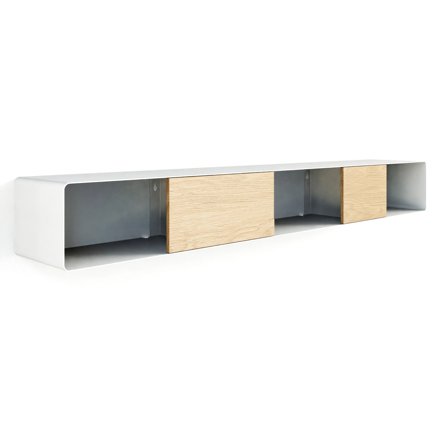 Consola de pared RIVA – mesa de pared en metal blanco y madera roble natural Kaimok Design