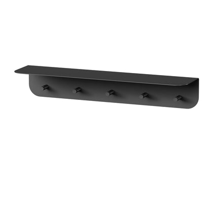 Perchero de pared Milano con estante y ganchos M (60cm) Negro - Kaimok Design