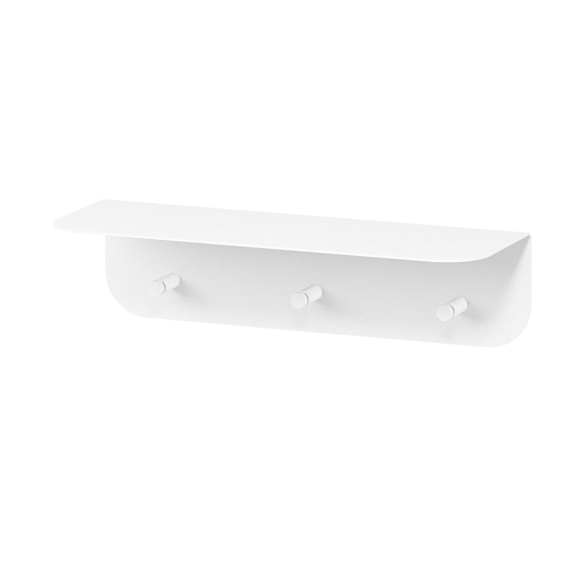 Perchero de pared con estante y ganchos Milano blanco metal, tamaño S 40cm - Kaimok Design