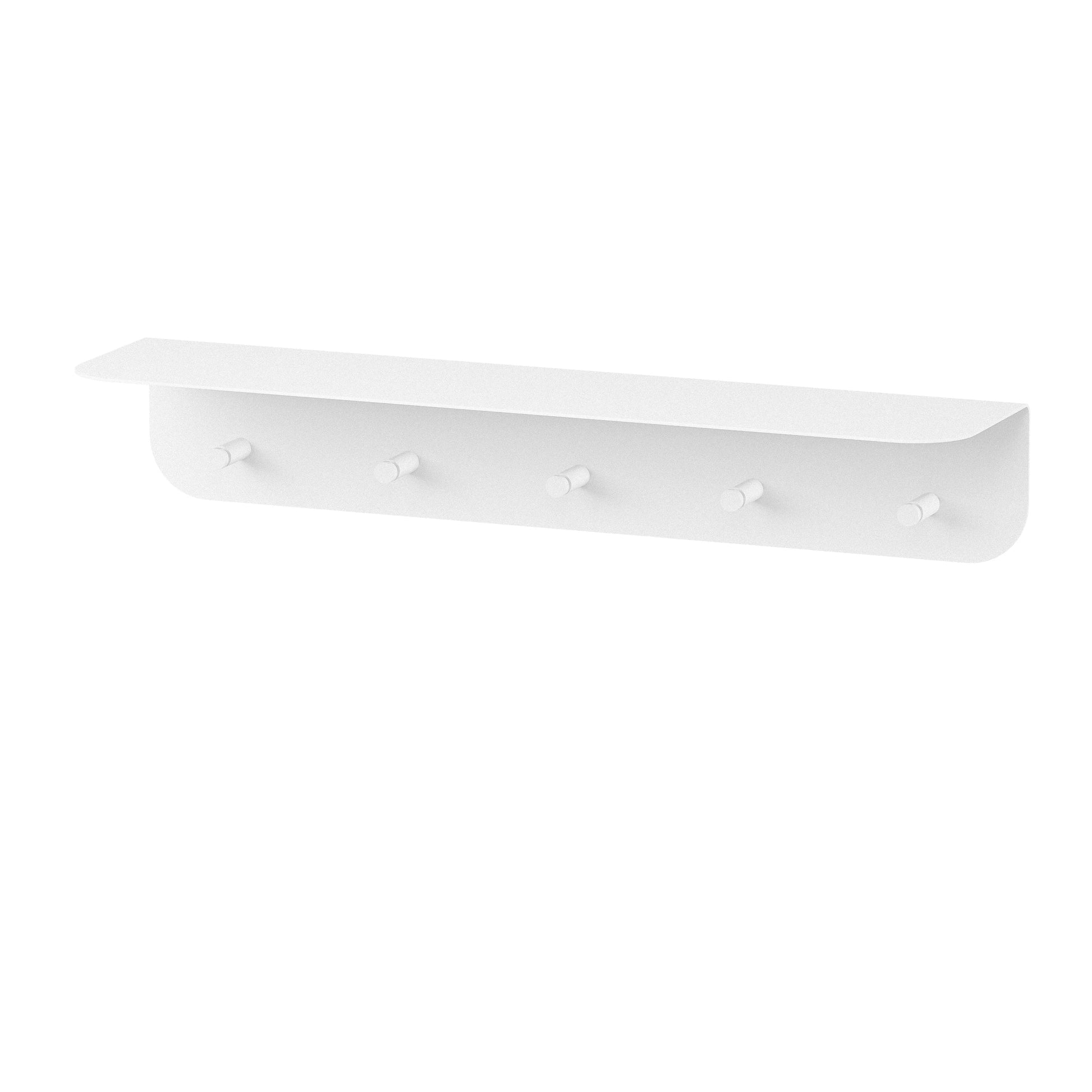Perchero de pared con estante y ganchos Milano blanco metal, tamaño M 60cm - Kaimok Design