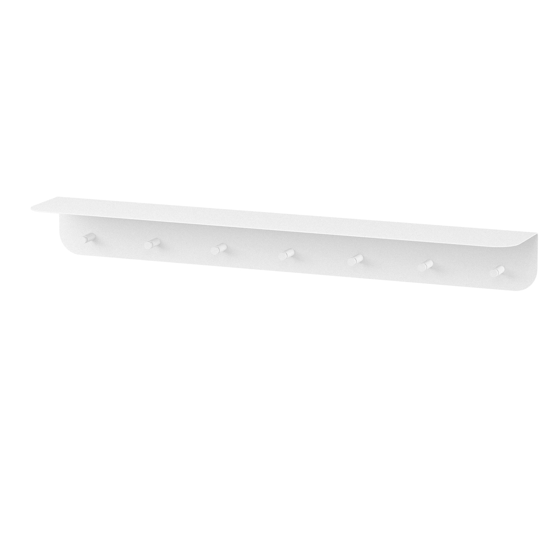 Perchero de pared con estante y ganchos Milano blanco metal, tamaño L 60cm - Kaimok Design