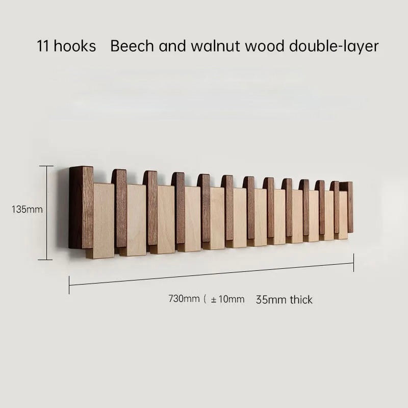 Perchero de pared Verona madera natural – colgador plegable escandinavo Mix 11 ganchos - bajo demanda * - Kaimok Design