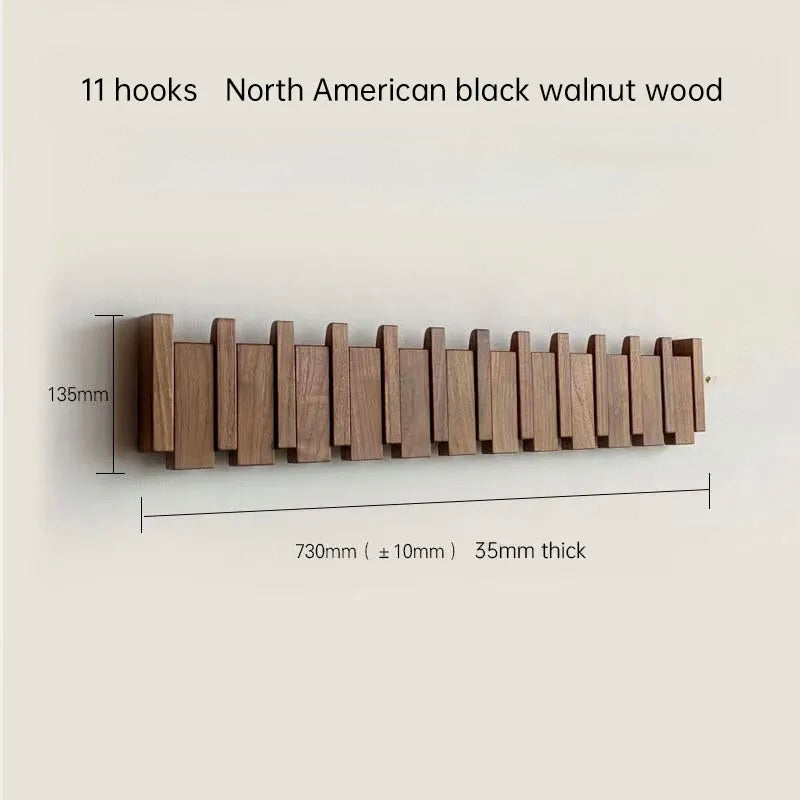 Perchero de pared Verona madera natural – colgador plegable escandinavo Nogal 11 ganchos - bajo demanda * - Kaimok Design