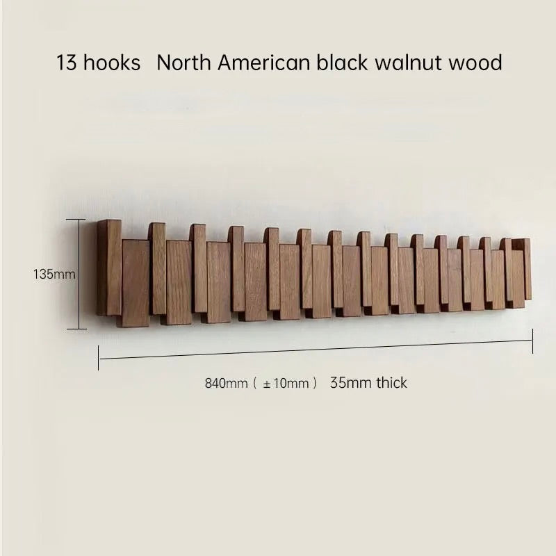 Perchero de pared Verona madera natural – colgador plegable escandinavo Nogal 13 ganchos - bajo demanda * - Kaimok Design