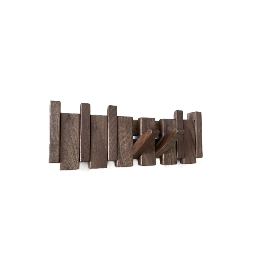 Perchero de pared Verona madera natural – colgador plegable escandinavo Nogal 5 ganchos - Kaimok Design