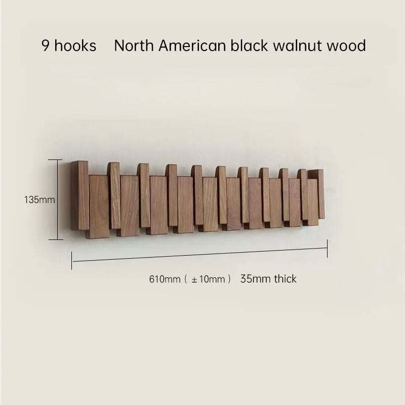 Perchero de pared Verona madera natural – colgador plegable escandinavo Nogal 9 ganchos - bajo demanda * - Kaimok Design