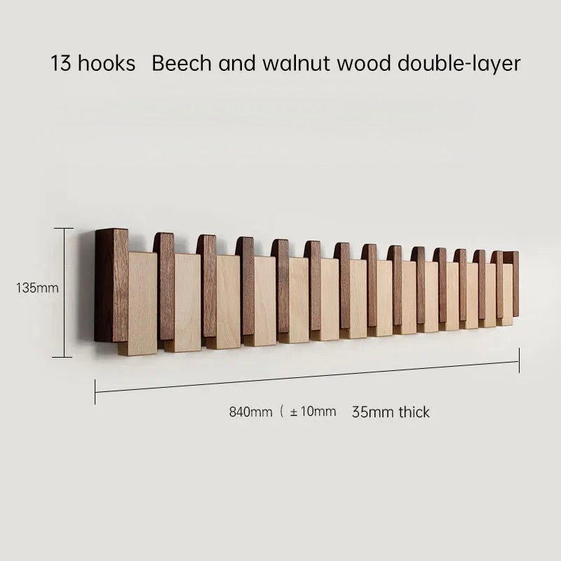 Perchero de pared Verona madera natural – colgador plegable escandinavo Mix 13 ganchos - bajo demanda * - Kaimok Design
