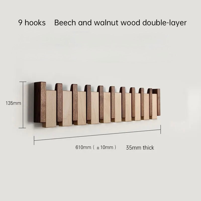 Perchero de pared Verona madera natural – colgador plegable escandinavo Mix 9 ganchos - bajo demanda * - Kaimok Design