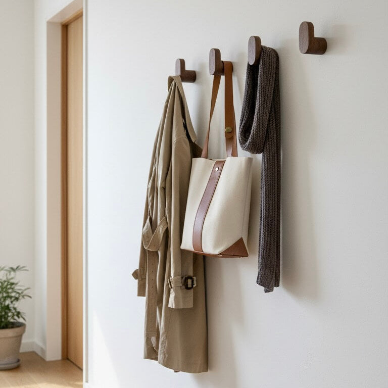 Perchas individuales de pared en madera macisa, verona - Kaimok Design
