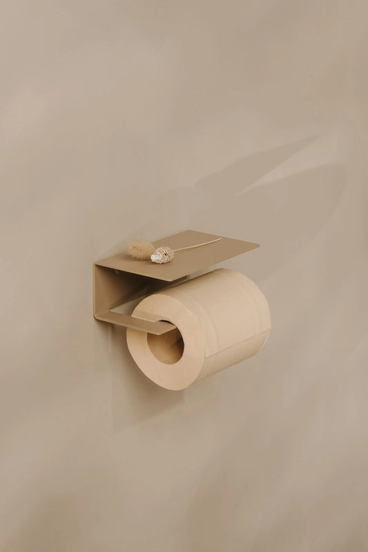 Portarrollos Berno –  beige - pequeño - accesorios baño moderno con estante - Kaimok Design