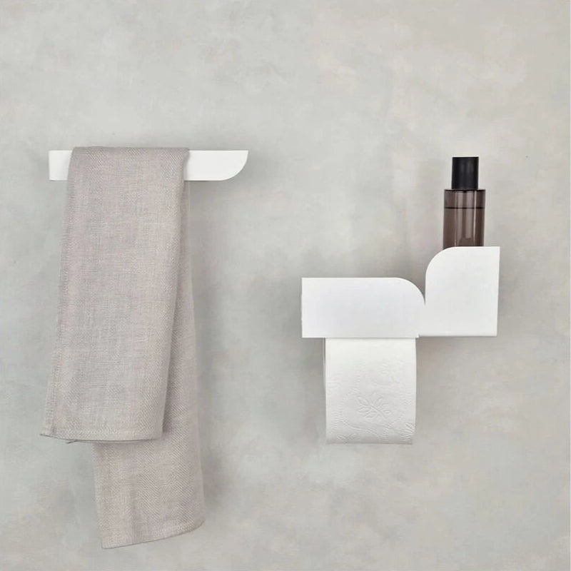 Estante de baño blanco combinado toallero - Torino - Kaimok Design